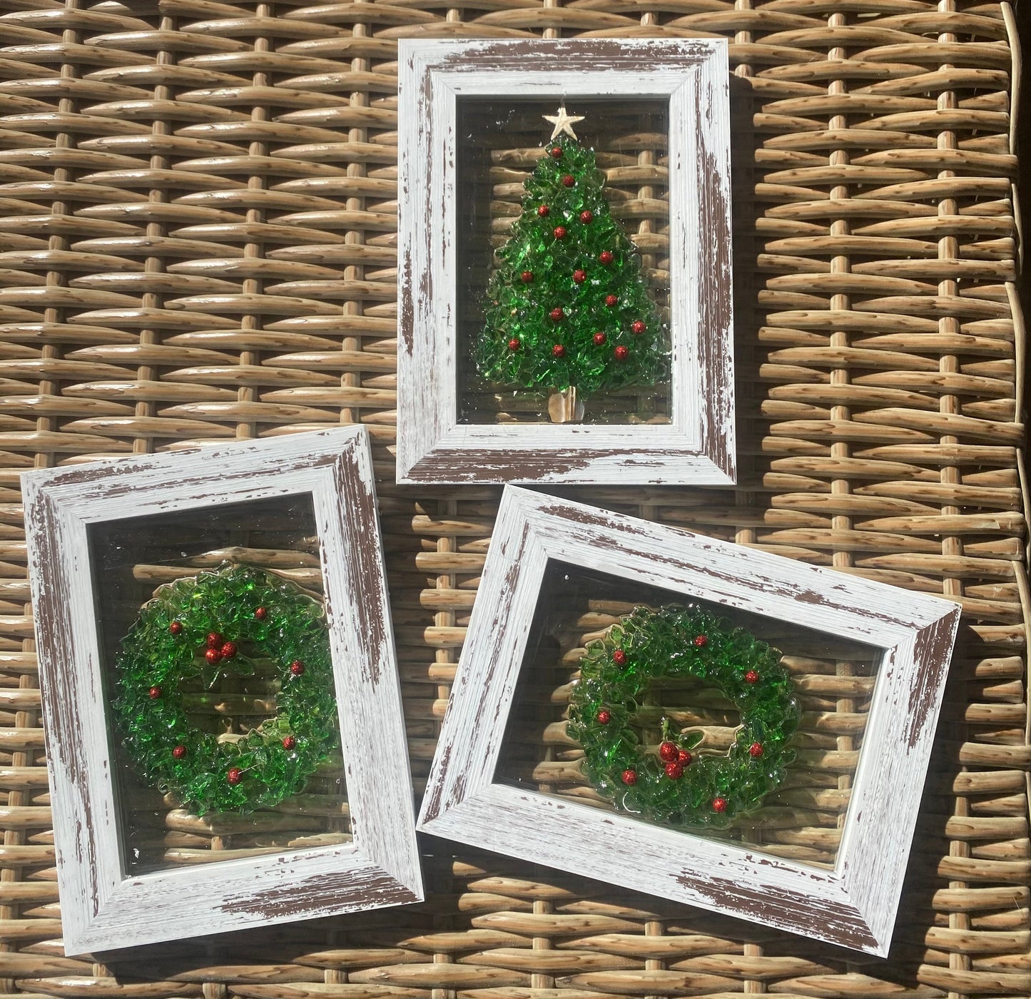 CHRISTMAS TREE crushed glass Framed Art