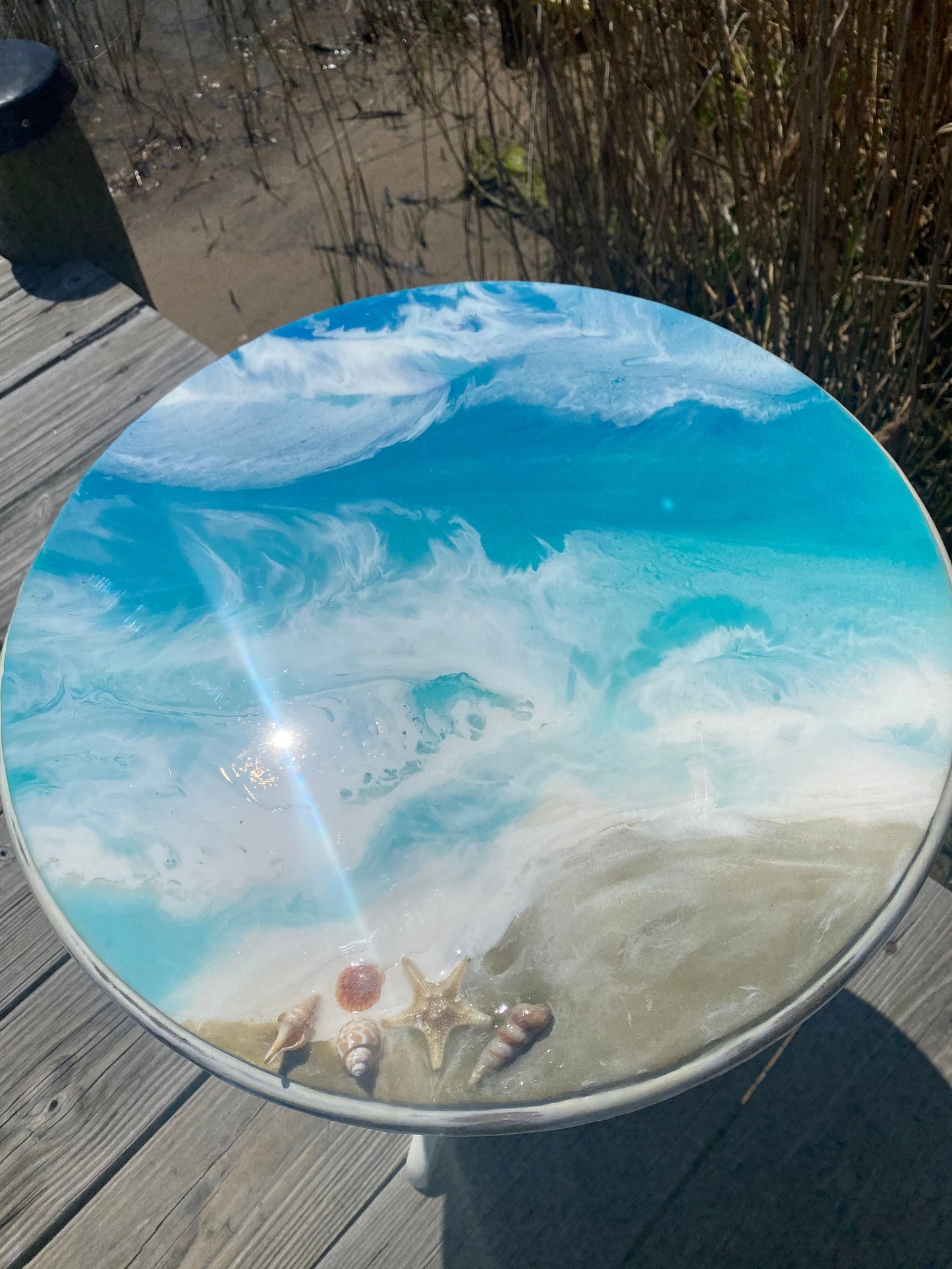 Side TABLE with OCEAN WAVES