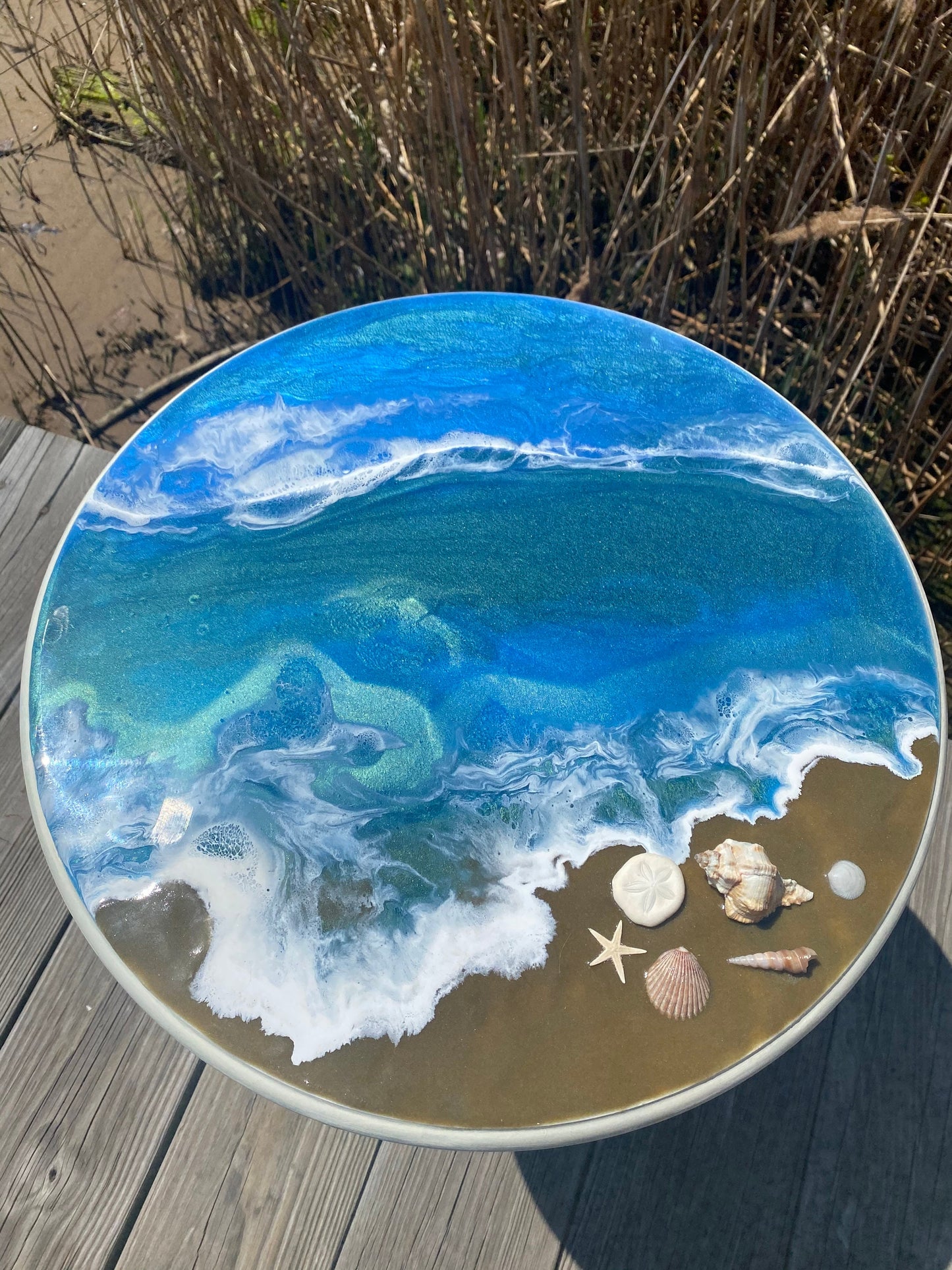 Side TABLE with OCEAN WAVES