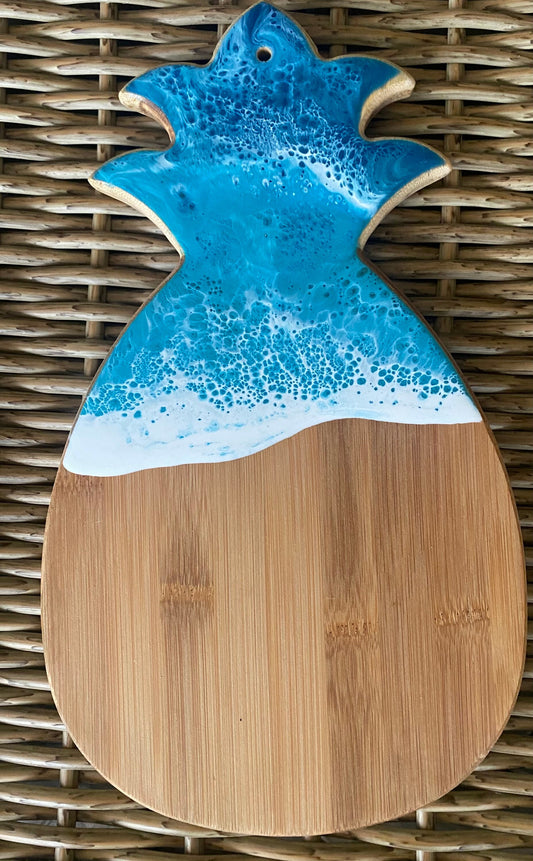 PINEAPPLE Charcuterie Board   with resin OCEAN WAVES