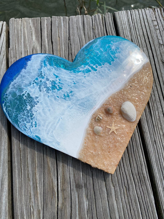 HEART with Ocean Waves and Beach