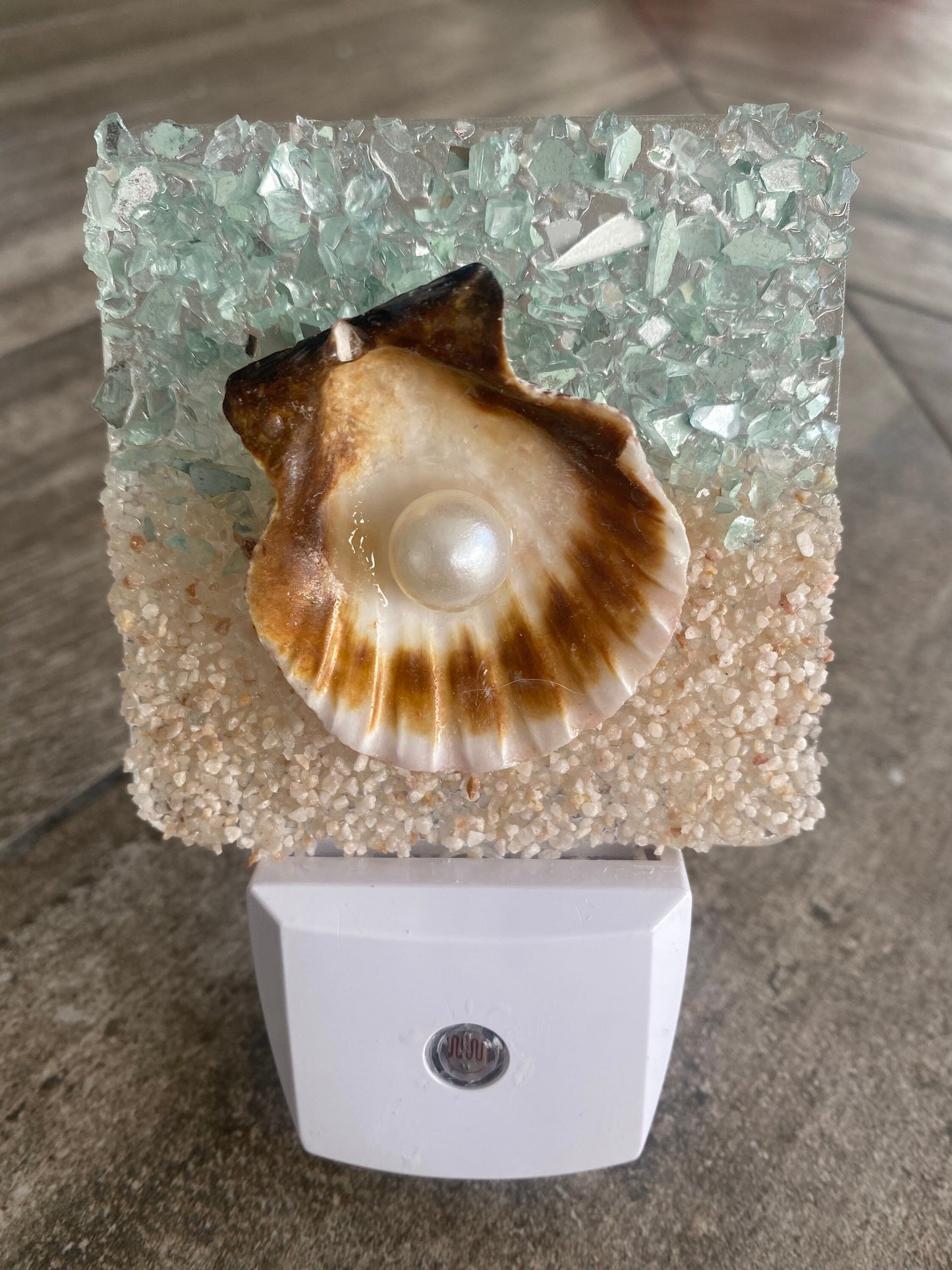 COASTAL Nightlight - SCALLOP SHELL w/pearl