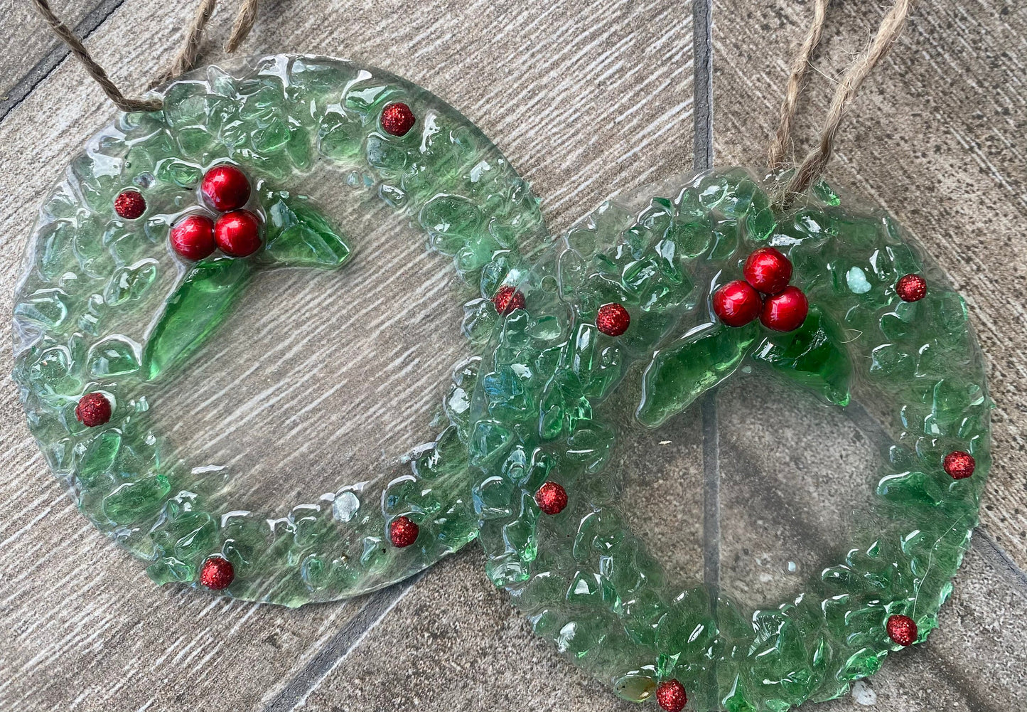 Coastal Christmas Ornament- Wreath with red berries