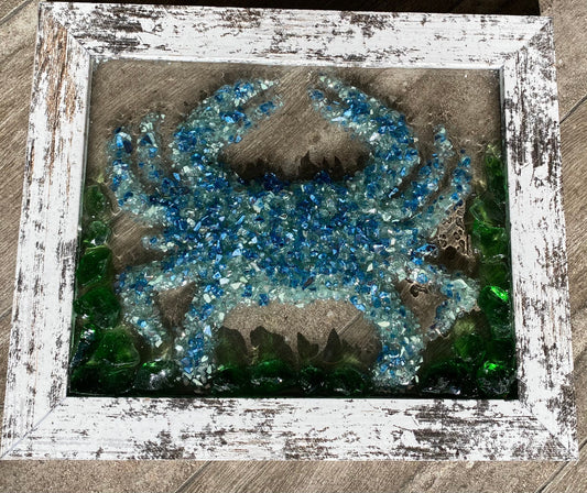 CHESAPEAKE BLUE CRAB resin w/ crushed glass 16"x20"