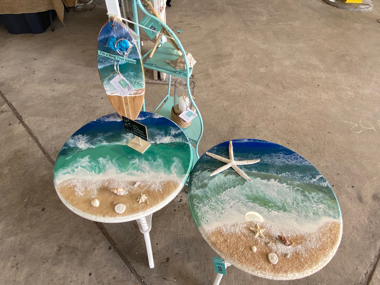 Side TABLE with OCEAN WAVES