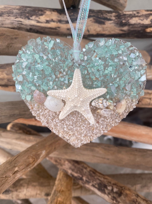 Coastal HEART Starfish  Suncatcher/Ornament