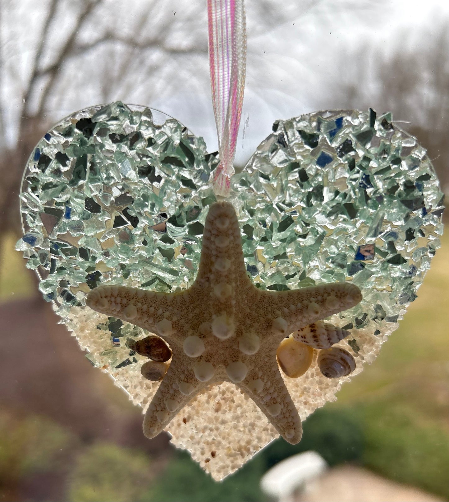 Coastal HEART Starfish  Suncatcher/Ornament