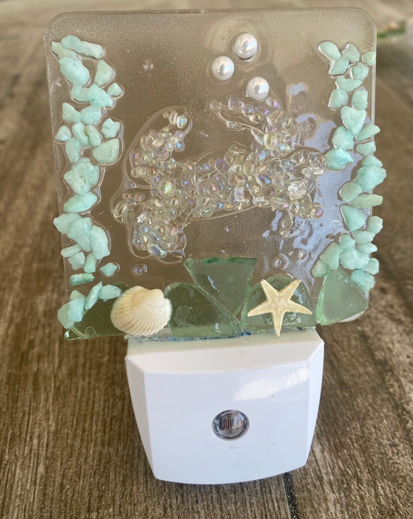 COASTAL Night Light- CRAB/ Sea Glass