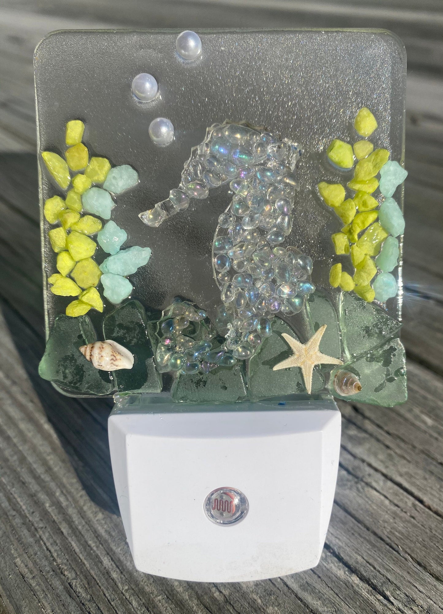 COASTAL Night Light- SEAHORSE/ Sea Glass