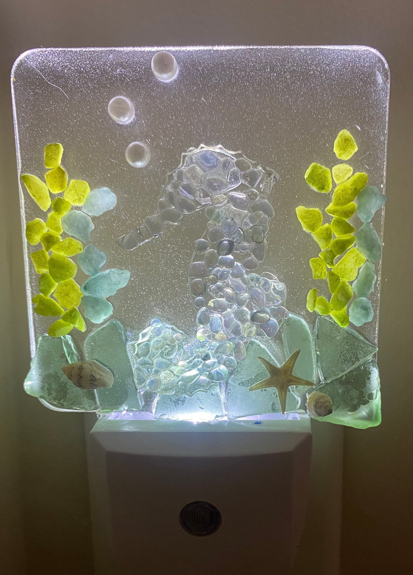 COASTAL Night Light- SEAHORSE/ Sea Glass