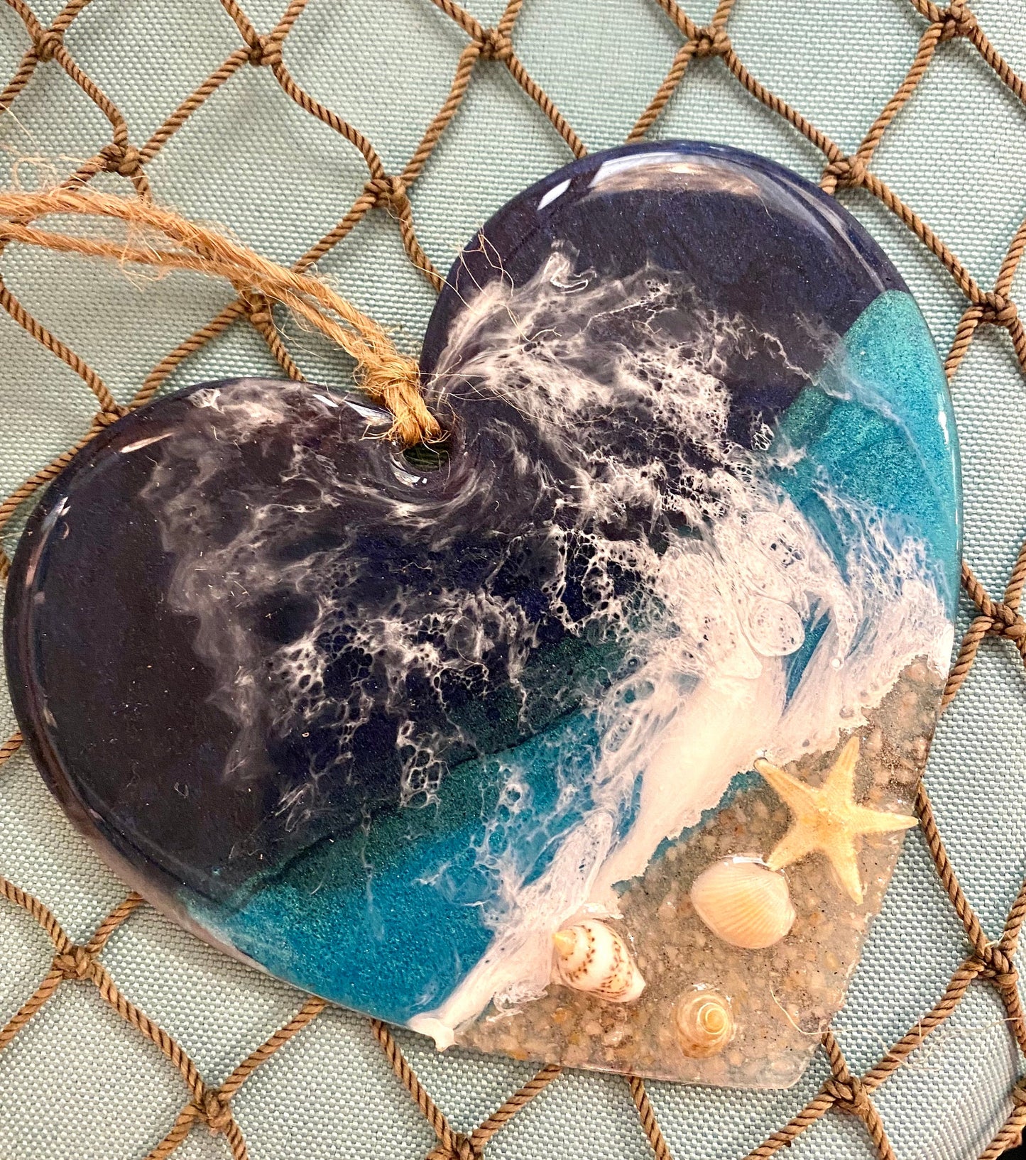 Coastal HEART of the Ocean resin Suncatcher/Ornament