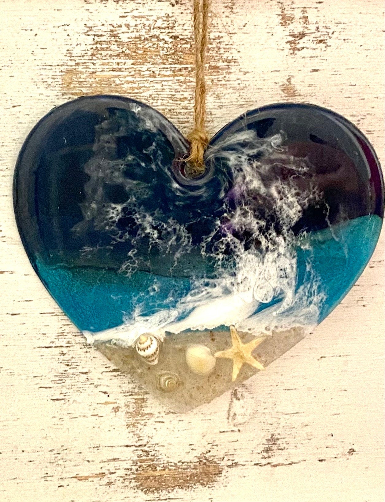 Coastal HEART of the Ocean resin Suncatcher/Ornament