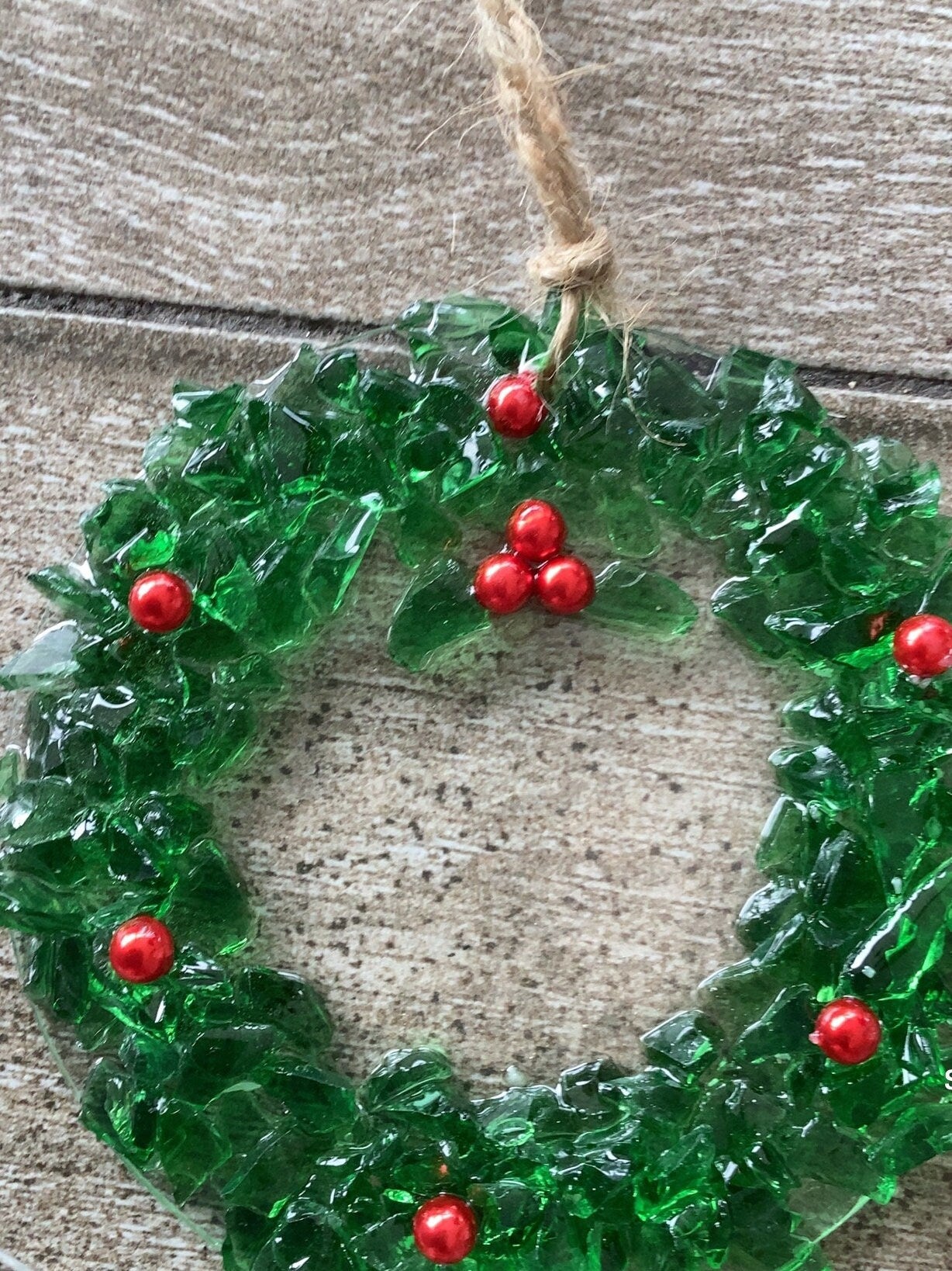 Coastal Christmas Ornament- Wreath with red berries