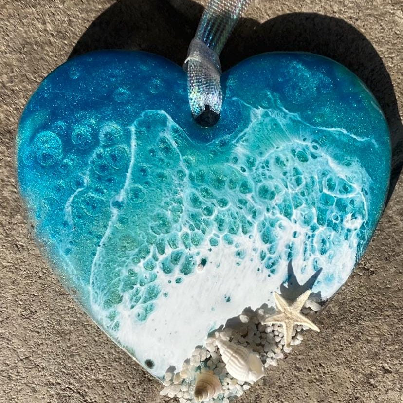 Coastal HEART of the Ocean resin Suncatcher/Ornament